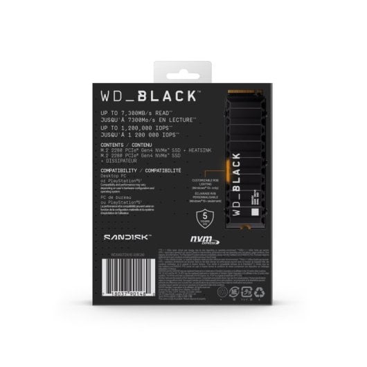 WD Black SN850X 4 TB SSD 7300 MB/s mit NVMe PCIe 4.0 M.2 Gen4 16GT/s Kühlkörper