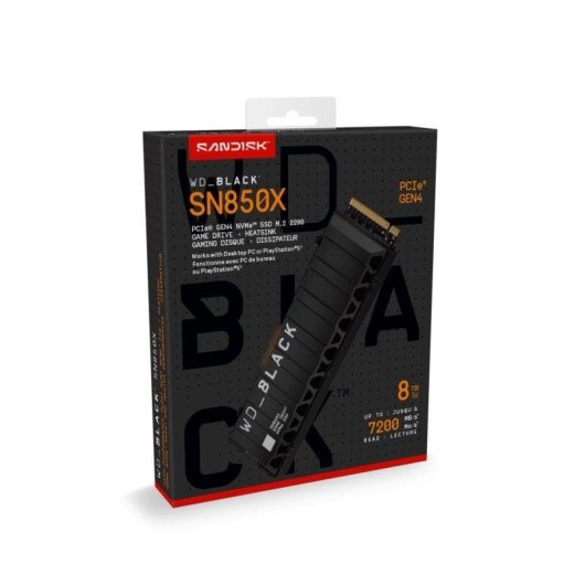 Disco SSD Sandisk WD Black SN850X 8TB NVMe PCIe 4.0 7200MB/s com dissipador