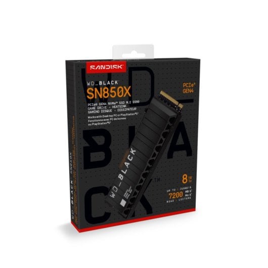 SSD WD Black SN850X 8 To 7 300 Mo/s avec dissipateur thermique NVMe PCIe 4.0 M.2 Gen4 16 GT/s