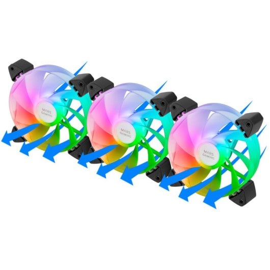 Mars Gaming MF-3AR Reverse ARGB Pack 3x Ventole Supplementari Doppio Connettore da 120mm Nero