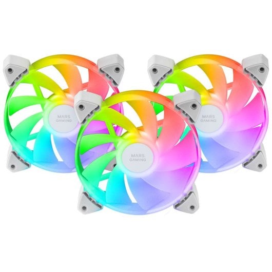 Mars Gaming MF-3AR Reverse ARGB Pack 3x Ventoinhas Suplementares 120mm Conector Duplo Brancas