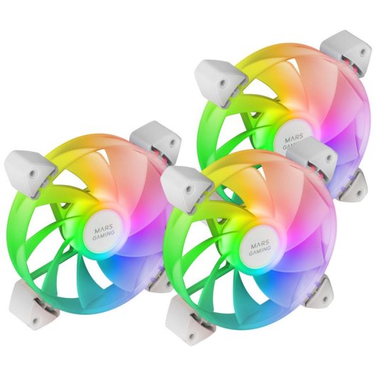 Mars Gaming MF-3AR Reverse ARGB Pack 3x Ventoinhas Suplementares 120mm Conector Duplo Brancas