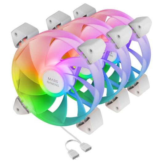 Mars Gaming MF-3AR Reverse ARGB Pack 3x Ventoinhas Suplementares 120mm Conector Duplo Brancas
