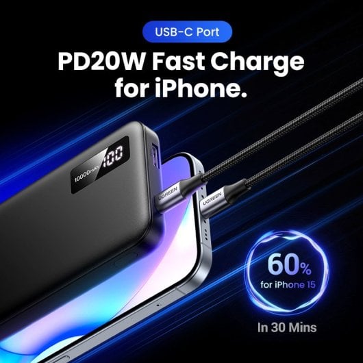 Ugreen PowerBank 10000mAh Carga Rápida Bidirecional 20W Preto