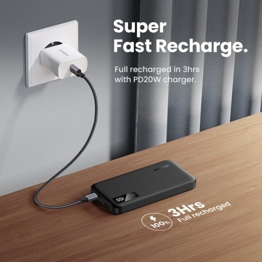 Ugreen PowerBank 10000mAh Carga Rápida Bidirecional 20W Preto