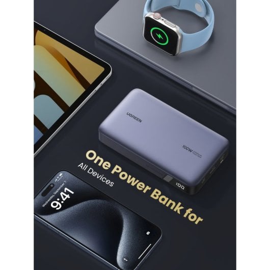 Ugreen Powerbank 20000mAh PD 100W Carga Rápida 100W 3 Puertos Gris