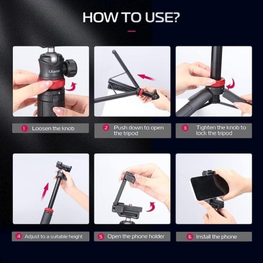 Ulanzi MT-44 Palo de Selfie Trípode con Abrazadera para Móvil 145cm Negro