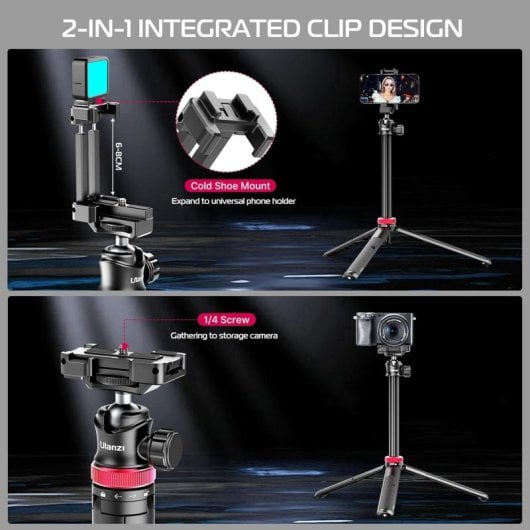 Ulanzi MT-44 Palo de Selfie Trípode con Abrazadera para Móvil 145cm Negro