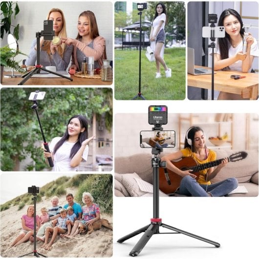 Ulanzi MT-44 Palo de Selfie Trípode con Abrazadera para Móvil 145cm Negro