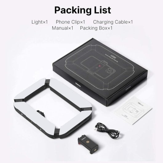 Ulanzi U200 Luce ad anello per registrazione mobile/DSLR 2500K-8500K con batteria ricaricabile