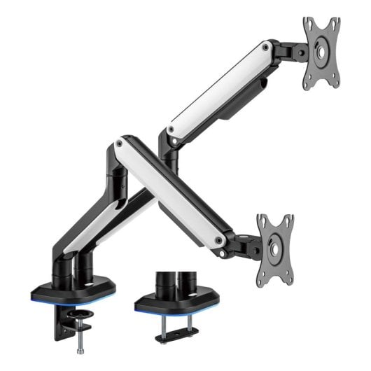 Supporto da tavolo da gioco AISENS RGB Contrappeso rotante e inclinabile per monitor/TV 9 kg (3 perni, 2 bracci) da 17-32, Nero-Bianco