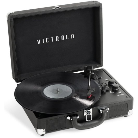 Tocadiscos Victrola Journy+ Bluetooth Trasmissione Cinghia Altoparlanti Integrati Nero