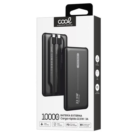 Cool Bateria Externa Universal Power Bank 10.000mAh PD 22.5W (2 Cabos) Preto