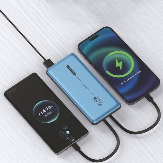 Cool Batería Externa Universal Power Bank 10.000mAh PD 22.5W (2 Cables) Azul