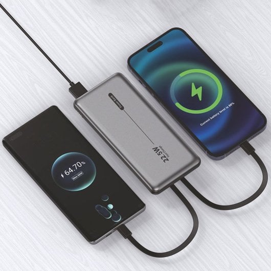 Cool Batería Externa Universal Power Bank 10.000mAh PD 22.5W (2 Cables) Gris