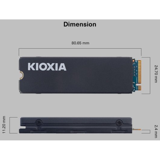Kioxia Exceria Plus G3 1 TB SSD 6300 MB/s NVMe PCIe 4.0 M.2 Gen4 mit Kühlkörper