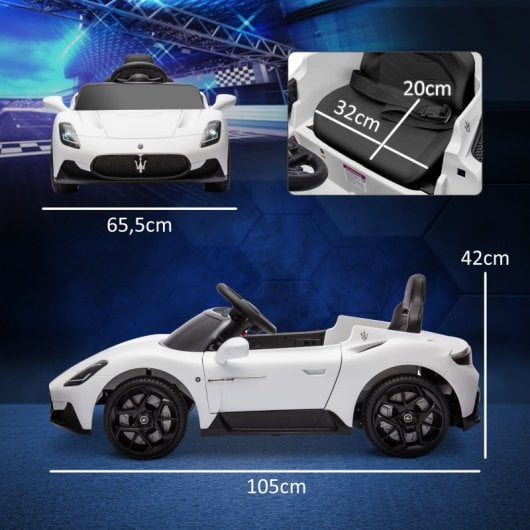 Aiyaplay Coche Eléctrico Para Niños De +3 Años Con Licencia Maserati MC20 Blanco
