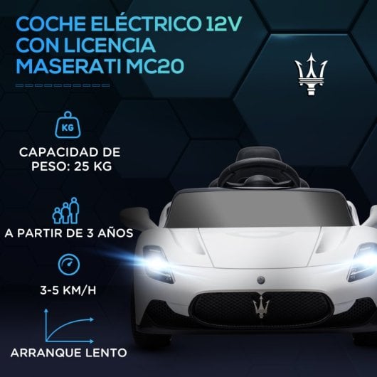 Aiyaplay Coche Eléctrico Para Niños De +3 Años Con Licencia Maserati MC20 Blanco