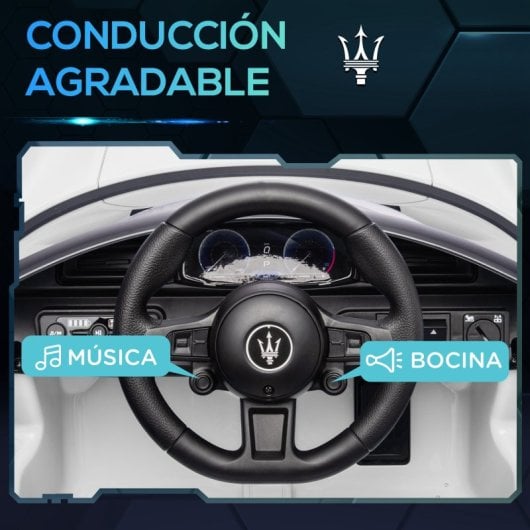 Aiyaplay Coche Eléctrico Para Niños De +3 Años Con Licencia Maserati MC20 Blanco