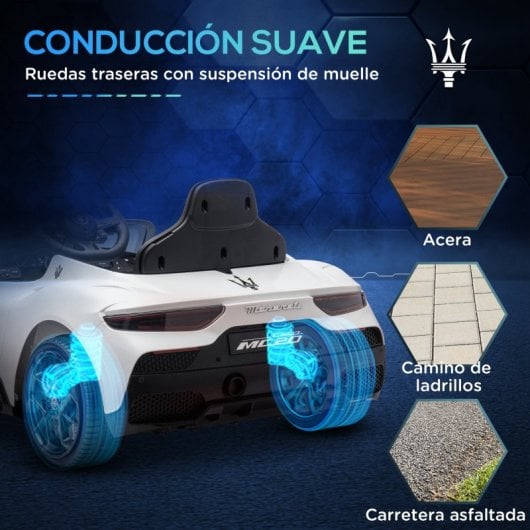 Aiyaplay Coche Eléctrico Para Niños De +3 Años Con Licencia Maserati MC20 Blanco