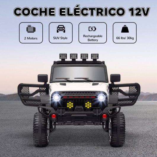 Aiyaplay Carro Elétrico Para Crianças De +3 Anos Com Bateria 12V Bluetooth Branco