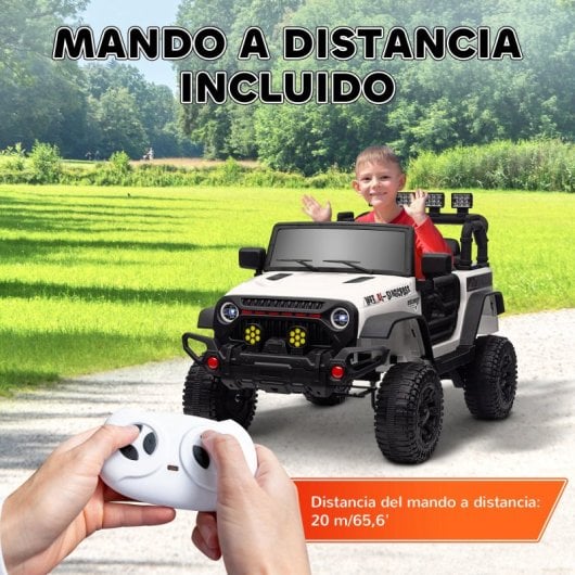 Aiyaplay Carro Elétrico Para Crianças De +3 Anos Com Bateria 12V Bluetooth Branco