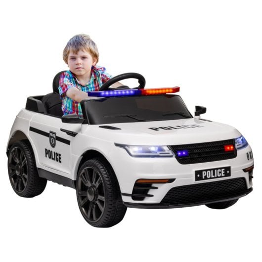 Aiyaplay Coche Eléctrico Para Niños De +3 Años De Policía Con Sirena Blanco