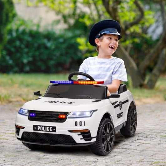 Aiyaplay Coche Eléctrico Para Niños De +3 Años De Policía Con Sirena Blanco
