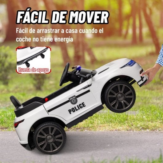 Aiyaplay Coche Eléctrico Para Niños De +3 Años De Policía Con Sirena Blanco
