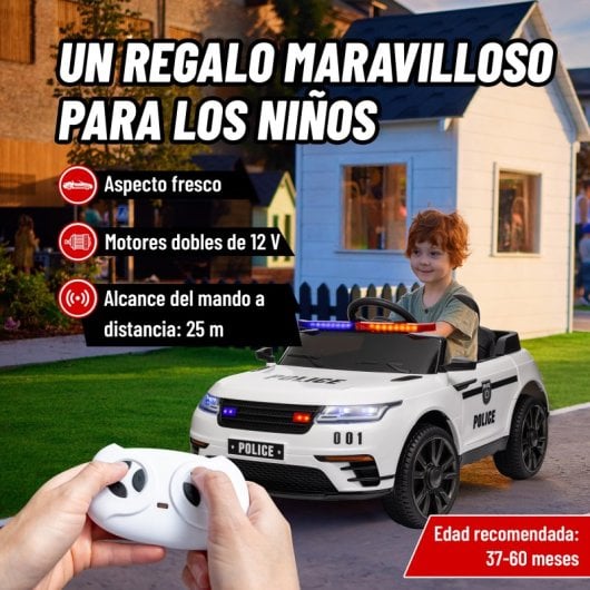 Aiyaplay Coche Eléctrico Para Niños De +3 Años De Policía Con Sirena Blanco