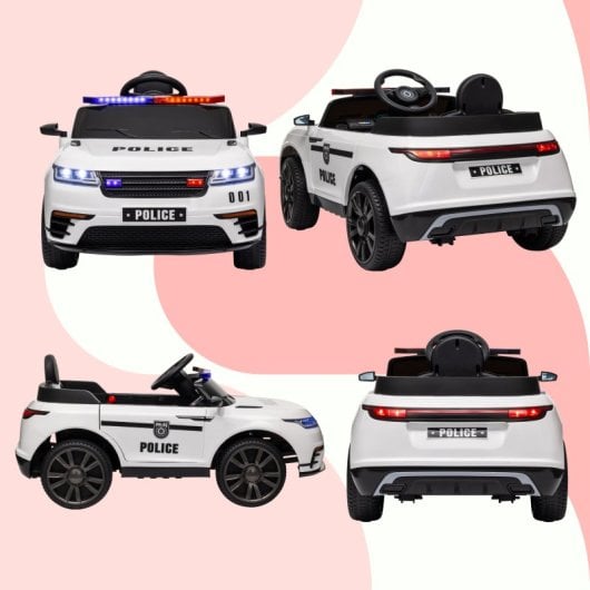 Aiyaplay Coche Eléctrico Para Niños De +3 Años De Policía Con Sirena Blanco