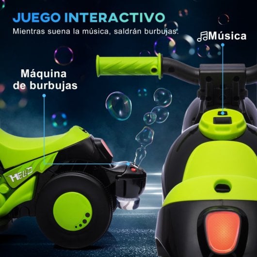 Aiyaplay Moto Eléctrica Para Niños De +2 Años con Función de Soplar Burbujas