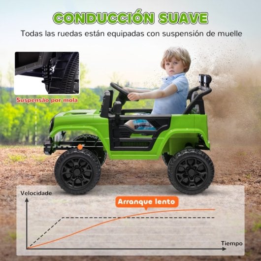 Aiyaplay Coche Eléctrico Para Niños De +3 Años Con Mando a Distancia Verde