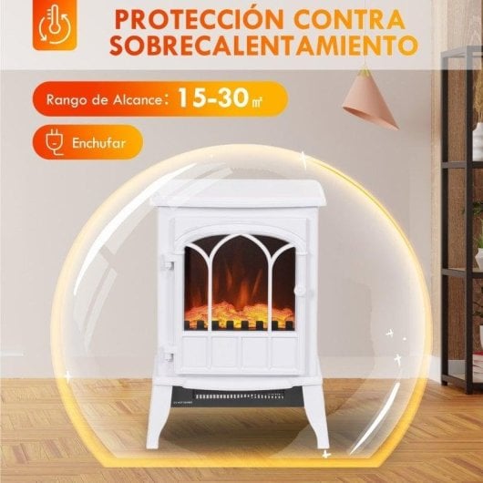 Lareira Elétrica Homcom 820-128V90WT 2000W Chão Efeito Chama LED