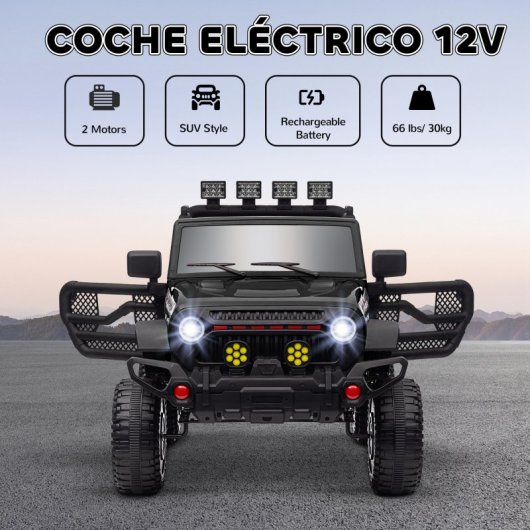 Aiyaplay Coche Eléctrico Para Niños De +3 Años Con Batería 12V Bluetooth Negro