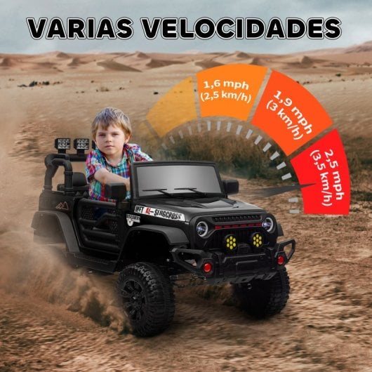 Aiyaplay Coche Eléctrico Para Niños De +3 Años Con Batería 12V Bluetooth Negro