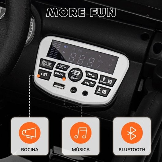 Aiyaplay Coche Eléctrico Para Niños De +3 Años Con Batería 12V Bluetooth Negro