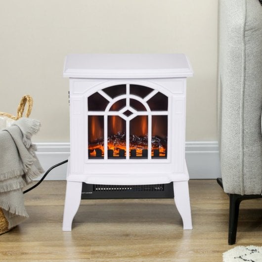 Homcom Chimenea Eléctrica 1000W/2000W 36.5x24x46cm Blanca