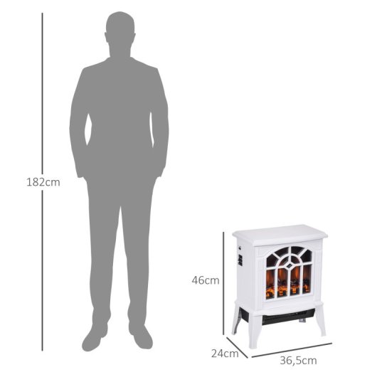 Homcom Chimenea Eléctrica 1000W/2000W 36.5x24x46cm Blanca