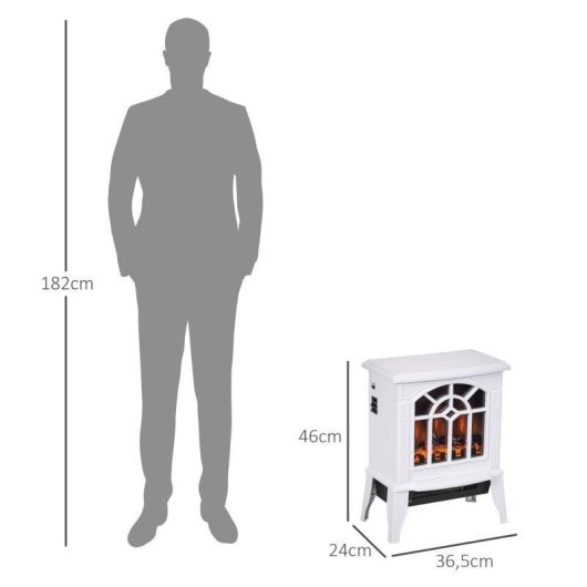 Lareira Elétrica Homcom 820-131V90WT 2000W Chão Efeito Lareira Realista