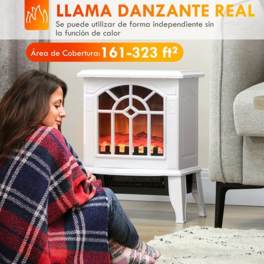 Homcom Chimenea Eléctrica 1000W/2000W 36.5x24x46cm Blanca