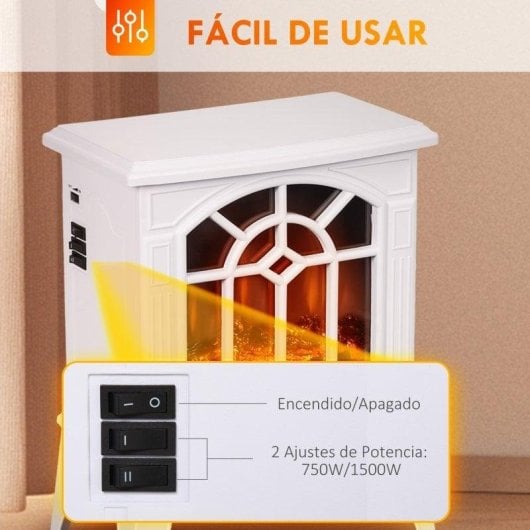 Lareira Elétrica Homcom 820-131V90WT 2000W Chão Efeito Lareira Realista