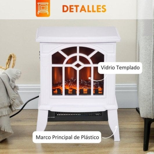 Lareira Elétrica Homcom 820-131V90WT 2000W Chão Efeito Lareira Realista