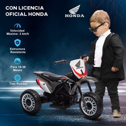Homcom Moto Eléctrica Infantil con Licencia Honda CRF450RL 71x40.5x43.5cm Gris