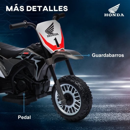 Homcom Moto Eléctrica Infantil con Licencia Honda CRF450RL 71x40.5x43.5cm Gris