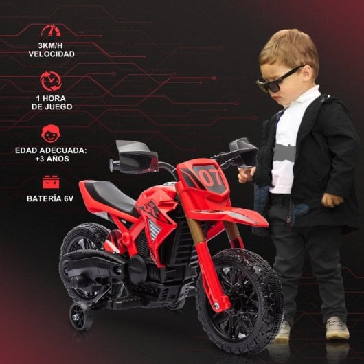 Aiyaplay Moto Eléctrica Para Niños De +3 Años Carga 30 Kg Rojo