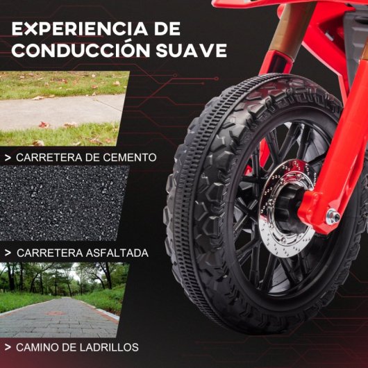 Aiyaplay Moto Eléctrica Para Niños De +3 Años Carga 30 Kg Rojo