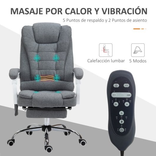 Vinsetto Silla De Masaje Con 6 Puntos De Masaje 65x70x111-119 Cm Gris