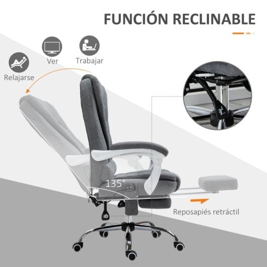 Vinsetto Silla De Masaje Con 6 Puntos De Masaje 65x70x111-119 Cm Gris
