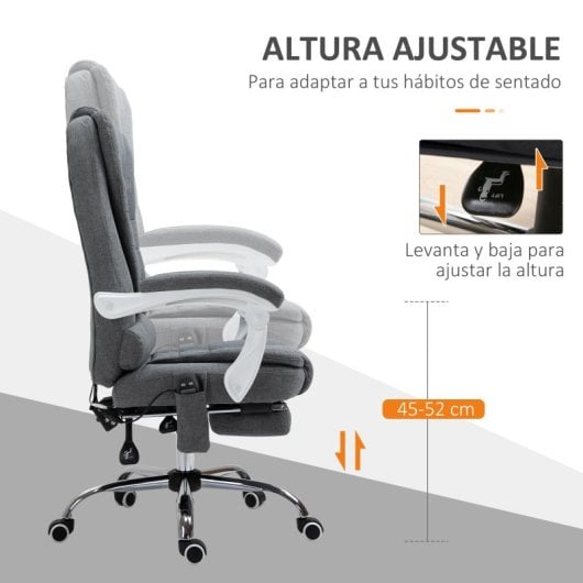 Vinsetto Silla De Masaje Con 6 Puntos De Masaje 65x70x111-119 Cm Gris